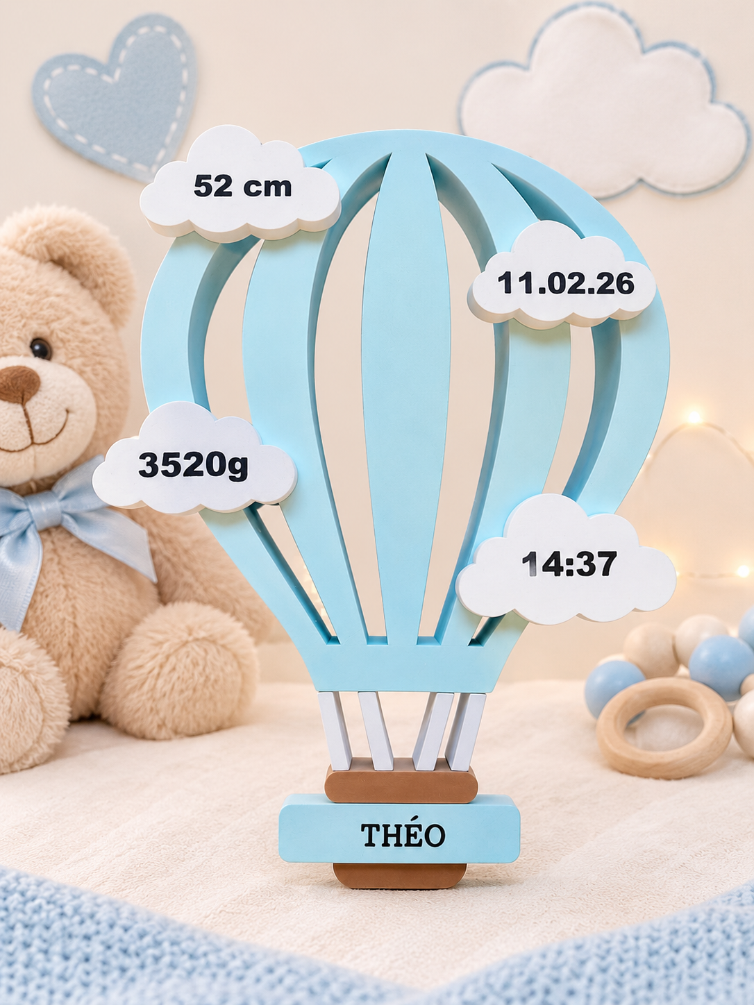Balão Personalizado de Nascimento – Lembrança de Bebê com Nome e Dados de Nascimento